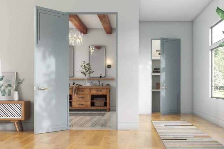 Interior photo of a flush type bedroom door.