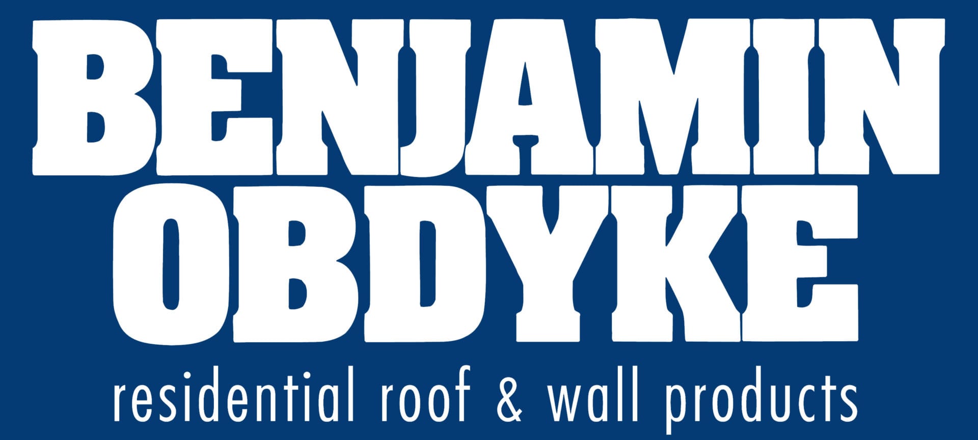 Benjamin Obdyke logo, white type on a blue background